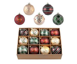 Valery Madelyn Boule de Noel pour Decoration Noel,12pcs 8cm Boules de Noel Rouge Verte Or Vintage pour Deco Sapin de Noel,Personnalisée,Incassable,Cadeau Noel