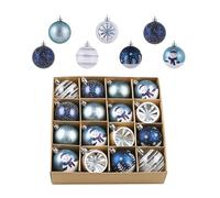 Valery Madelyn Boule de Noel pour Decoration Noel,16pcs 6cm Boules de Noel Bleu et Argent pour Deco Sapin de Noel,Personnalisée,Incassable,Flocons de Neige,Cadeau Noel