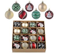 Valery Madelyn Boule de Noel pour Decoration Noel,16pcs 6cm Boules de Noel Rouge Verte Or Vintage pour Deco Sapin de Noel,Personnalisée,Incassable,Cadeau Noel