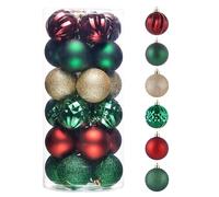 Valery Madelyn Boule de Noel pour Decoration Noel,24pcs 6cm Boules de Noel Rouge Verte Dorée Chic pour Deco Sapin de Noel,Personnalisée,Incassable,Cadeau Noel