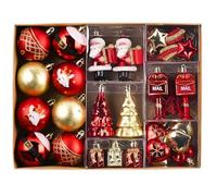 Valery Madelyn Boule de Noel pour Decoration Noel,40pcs Boules de Noel Rouge Blanc Or pour Deco Sapin de Noel,Original,Incassable,GNOME étoile Coeur Plastique à Suspendre,Cadeau Noel