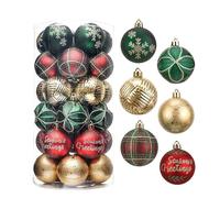 Valery Madelyn Boules de Noël Rouge Vert Or, Boules en Plastique Incassable pour d'arbre de Noël, Décorations de Noël avec Cordon, Ornements de Sapin pour Décoration 30 pcs 6 cm