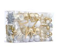 Valery Madelyn Christmas Ball Ornaments, 100ct White and Gold Shatterproof Christmas Tree Decorations Set, Elegant Hanging Ornaments for Xmas Trees Bulk Holiday Wedding Party Decor