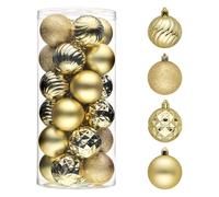 Valery Madelyn Ensemble de décorations de sapin de Noël en or 24 carats - Décorations à suspendre pour Noël, Saint-Valentin, Saint-Patrick, fêtes de Mardi Gras (6,9 cm)