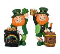 Valery Madelyn Ensemble de Figurines en résine Verte de 2 carats pour la Saint-Patrick, Plateau à étages avec trèfle, Centre de Table