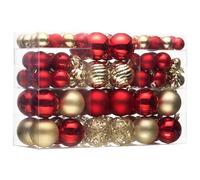 Valery Madelyn Lot de 100 boules de Noël avec paquet cadeau - Décoration de sapin de Noël avec crochet de suspension - Thème rouge doré