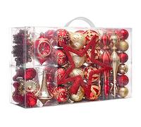 Valery Madelyn Lot de 100 décorations incassables pour Sapin de Noël - Décorations de Luxe à Suspendre (Rouge et doré)