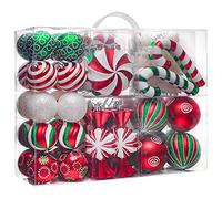 Valery Madelyn Lot de 108 décorations de Noël incassables à Suspendre pour | Grande boule décorative à suspendre en forme de canne à sucre d'orge, rouge, vert, blanc, incassable