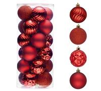 Valery Madelyn Lot de 24 boules de Noël incassables pour sapin de Noël en vrac, 6 cm, décorations à suspendre pour Noël, Saint-Valentin, Saint-Patrick, fêtes de Mardi Gras
