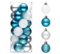 Valery Madelyn Lot de 24 décorations de sapin de Noël incassables en vrac pour Noël, Saint-Valentin, Saint-Patrick, fêtes de Mardi Gras (4,9 cm, bleu clair)