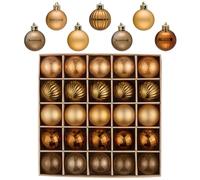 Valery Madelyn - Lot de 25 boules de Noël, 4 cm mini boules de Noël incassables, bronze doré, décoration de sapin de Noël avec crochet de suspension