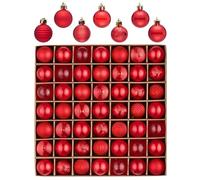 Valery Madelyn Lot de 49 boules de Noël incassables de 3 cm avec crochet de suspension Rouge