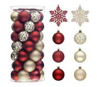 Valery Madelyn Lot de 50 décorations de sapin de Noël incassables en vrac - Décorations à suspendre pour Noël, Saint-Valentin, Saint-Patrick, fêtes de Mardi Gras, bordeaux et doré