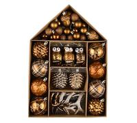 Valery Madelyn Ornements pour Sapin de Noël - 70 CT en Bronze, Cuivre et Or - Décorations Incassables à Suspendre - Boules Décoratives en Vrac pour Fêtes (Marron Forêt)