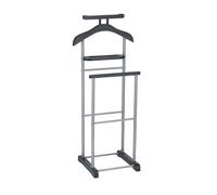 IDIMEX Valet de Chambre Assam chevalet de Nuit Portant pour vêtements, Structure en métal laqué argenté et MDF Noir