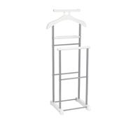 Valet de chambre ASSAM chevalet de nuit portant pour vêtements, structure en métal laqué argenté et MDF blanc