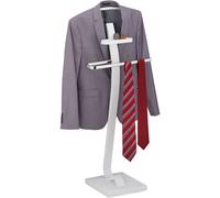 Valet De Chambre, Avec Tablette, Cintre Et Barre à Vêtements, Hlp : 112x46x32 Cm, Blanc/argenté - Relaxdays