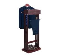 Valet de Chambre Bois avec Cintre, Plateau, miroir, Crochet à cravate Chevalet de Nuit avec Portant pour Pantalon et base robuste valet chambre valet de nuit pour Bureau Salon Chambre à Coucher