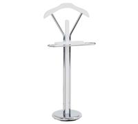 IDIMEX Valet de Chambre Gregor chevalet de Nuit Portant pour vêtements, Structure en métal chromé et Finition en MDF Blanc Mat
