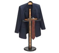 IDIMEX Valet de Chambre Fabio chevalet de Nuit Portant pour vêtements, Structure en métal laqué Noir et Finition en MDF Effet Vieux Bois