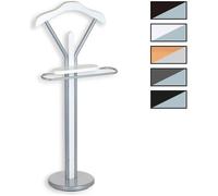 IDIMEX Valet de Chambre Fabio chevalet de Nuit Portant pour vêtements, Structure en métal laqué Couleur Aluminium et Finition en MDF décor Blanc Mat