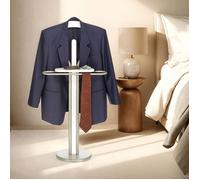 Valet de chambre FABIO en métal couleur champagne et blanc chevalet de nuit portant pour vêtements structure en aluminium