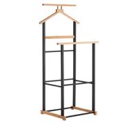 Valet de chambre KANNA chevalet de nuit double portant pour vêtements, en bambou naturel et noir