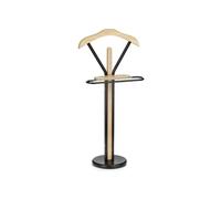 IDIMEX Valet de Chambre Matteo chevalet de Nuit Portant pour vêtements, Structure en métal et en Bois laqué Couleur Noir et chêne Sonoma