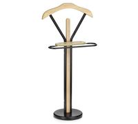 IDIMEX Valet de Chambre Matteo chevalet de Nuit Portant pour vêtements, Structure en métal et en Bois laqué Couleur Noir et chêne Sonoma