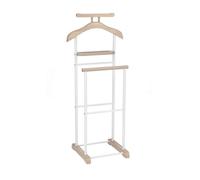 IDIMEX Valet de Chambre Medina chevalet de Nuit Double Portant pour vêtements, en MDF décor chêne Sonoma et métal laqué Blanc