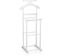 Valet de chambre MEDINA chevalet de nuit double portant pour vêtements, en MDF et métal laqué blanc Blanc G