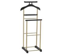 CARO-Möbel Valet de Chambre Medina chevalet de Nuit Double Portant pour vêtements, en MDF et métal laqué Couleur Noir et doré