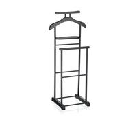 Valet de chambre MEDINA chevalet de nuit double portant pour vêtements, en MDF et métal laqué noir Noir