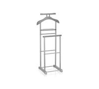 IDIMEX Valet de chambre MEDINA chevalet de nuit double portant pour vêtements, en MDF gris et métal laqué argenté