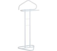Valet de chambre valet de nuit CAMILO chevalet de nuit avec cintre pour veste et portant pour pantalons, en métal laqué blanc