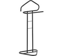 Valet de chambre valet de nuit CAMILO chevalet de nuit avec cintre pour veste et portant pour pantalons, en métal laqué noir Noir G