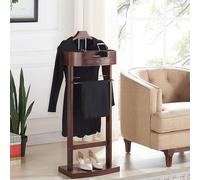 Valet de Chambre Valet de Nuit Porte-Costumes Valet de Nuit Support Veste AVCE Plateau et Tiroir Valet de Nuit Cintre pour Pantalon et Autres Vêtements Cintre Veste et Portant