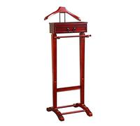 Valet de costume en bois massif pour homme avec tiroir, cintre, barre à pantalons, crochets à cravate et ceinture, étagère à chaussures, porte-vêtements élégant et organiseur de garde-robe pour un