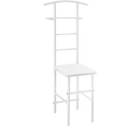 Valet de nuit 107 x 45 x 45 cm Porte-manteau Valet silencieux avec cintre Porte-pantalons Tablette Structure métallique Blanc [en.casa]