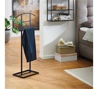 Valet de nuit avec support plat 45x26x101 cm en métal noir