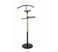 Valet de nuit coloris noir-hêtre en acier - L 47 x P 29 x H 112 cm -PEGANE- noir-hêtre G