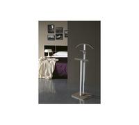 Valet de Nuit double Moka en Hêtre massif avec plateau porte objets sur socle carre, 34 x 46 x 116 cm --