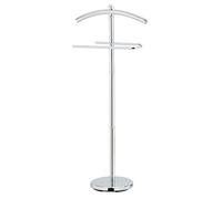 Valet de nuit double portant en métal chromé - Porte-vêtements design avec socle rond stable - Dimensions 43 x 28 x 109 cm - M home by Mazzei Mondex