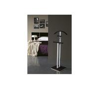 Valet de Nuit double Wengé en Hêtre massif avec plateau porte objets sur socle carre, 34 x 46 x 116 cm --