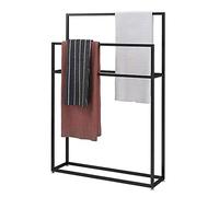 Valet de piscine et spa, porte-serviettes autoportant, à 2 niveaux en métal noir, porte-serviettes de salle de bain pour piscine, hôtel, bureau et maison - 65 x 20 x 110 cm