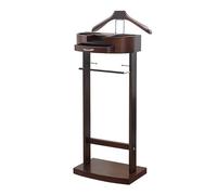 Valet Stand multifonctionnel, porte-vêtements en bois massif avec base et support de pantalon Valet Stand,Valet de vêtements debout au sol