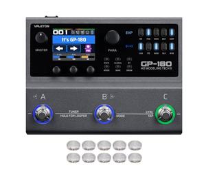 VALETON Processeur multi-effets pour guitare avec modélisation HD, 200+ effets, support IR & NAM, looper, boîte à rythmes, interface audio USB GP-180