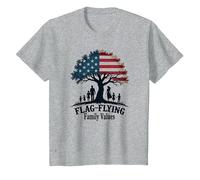 Valeurs familiales de vol de Drapeau T-Shirt, Enfant, Gris Chiné, 6 Ans
