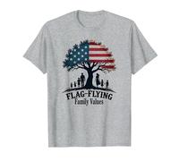 Valeurs familiales de vol de Drapeau T-Shirt, Homme, Gris Chiné, XL