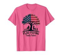 Valeurs familiales de vol de Drapeau T-Shirt, Homme, Rose Chiné, L